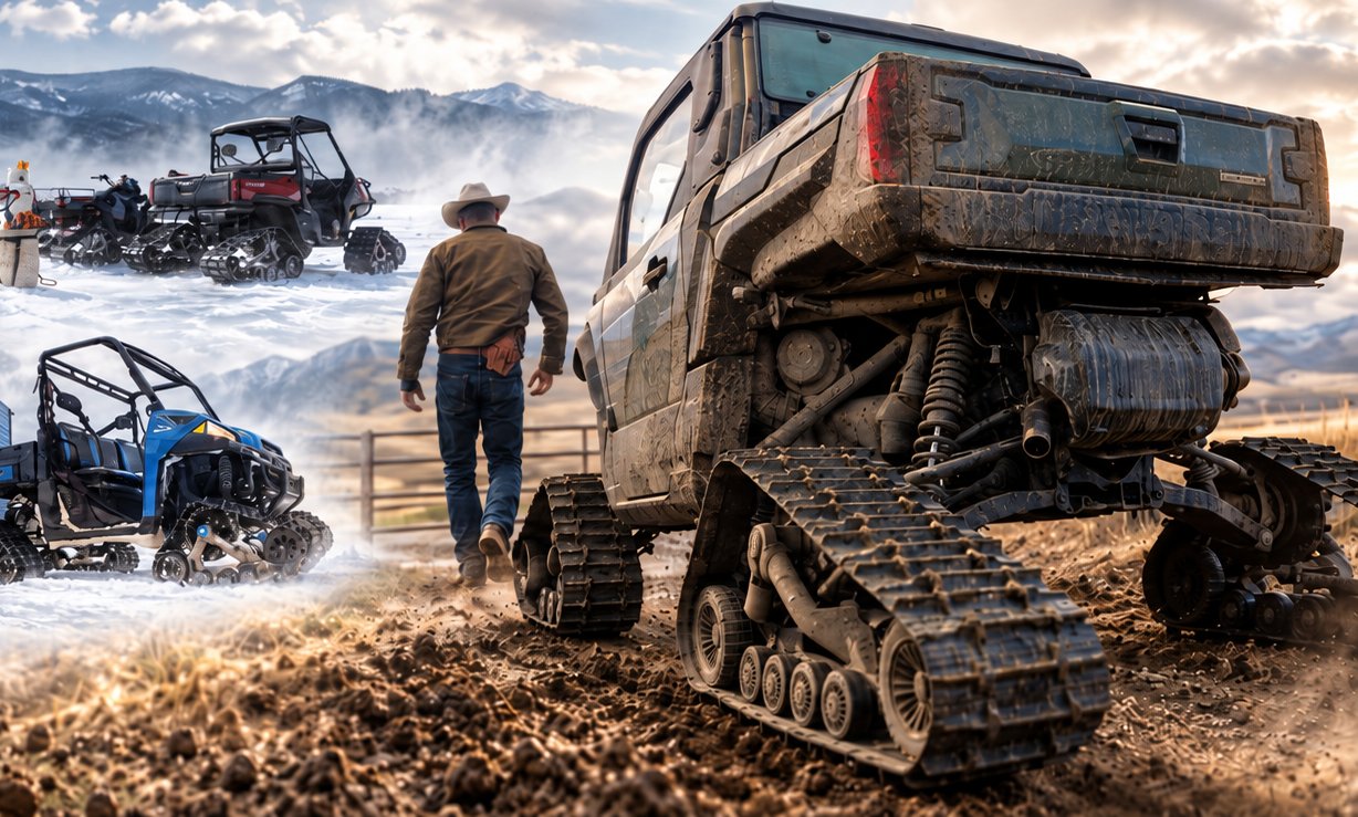 Camso UTV track system in snow and mud
